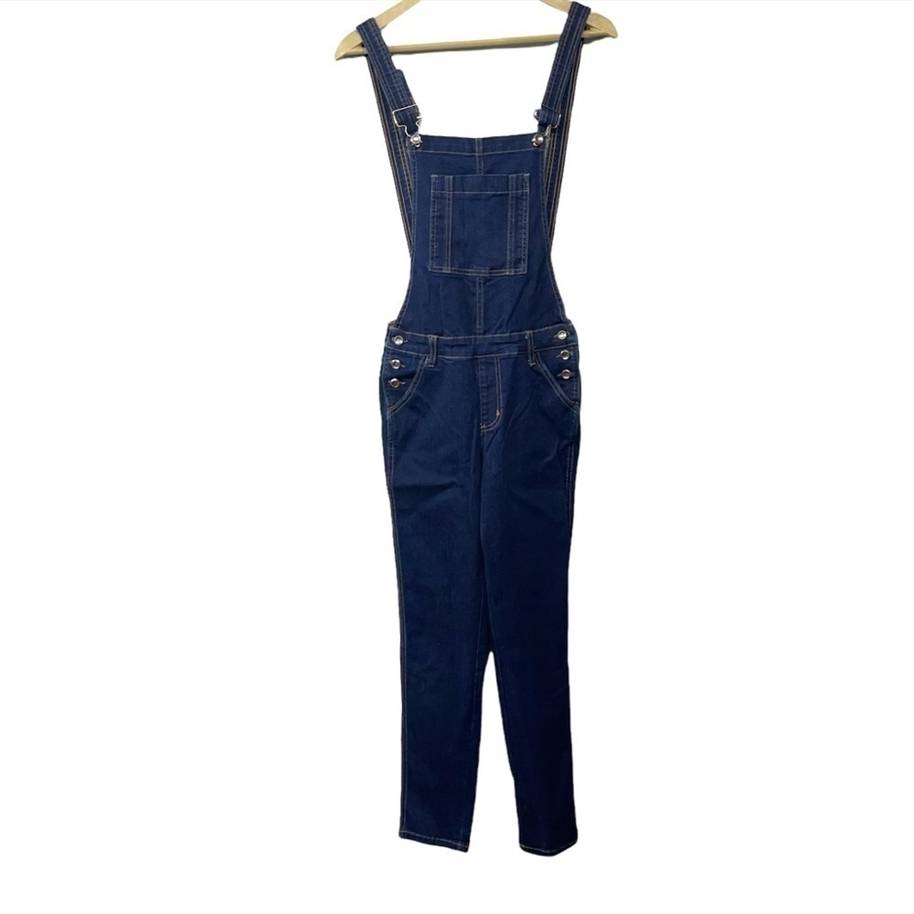 KanCan Dark Wash Skinny Overalls Size Small Denim Preppy Western Travel Granola